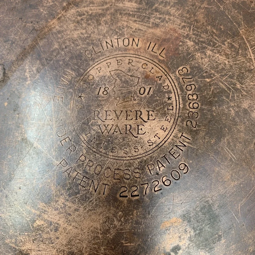 Pre 1968 Revere Ware 1801 Copper Bottom 6 Quart Stock Pot/ Dutch Oven w Dome Lid